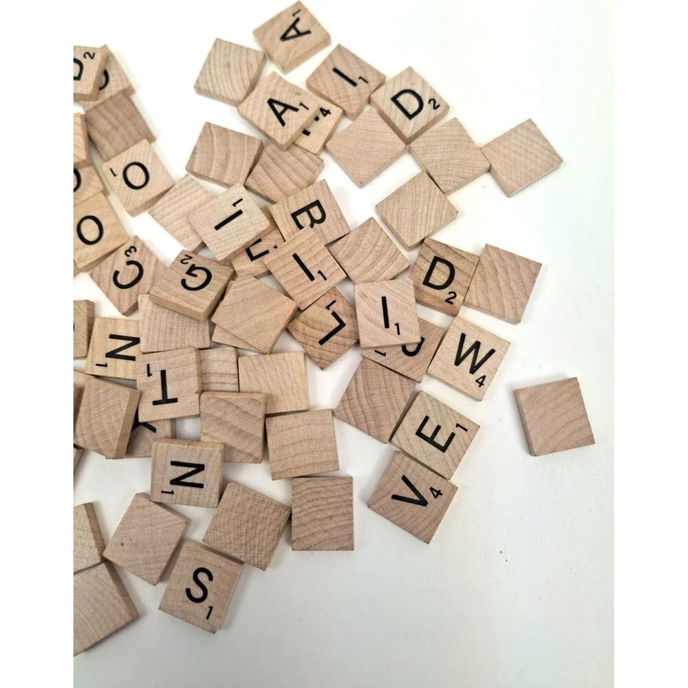 Lot of 100 Scrabble Wood Wooden Letter Alphabet Tile Complete Set
